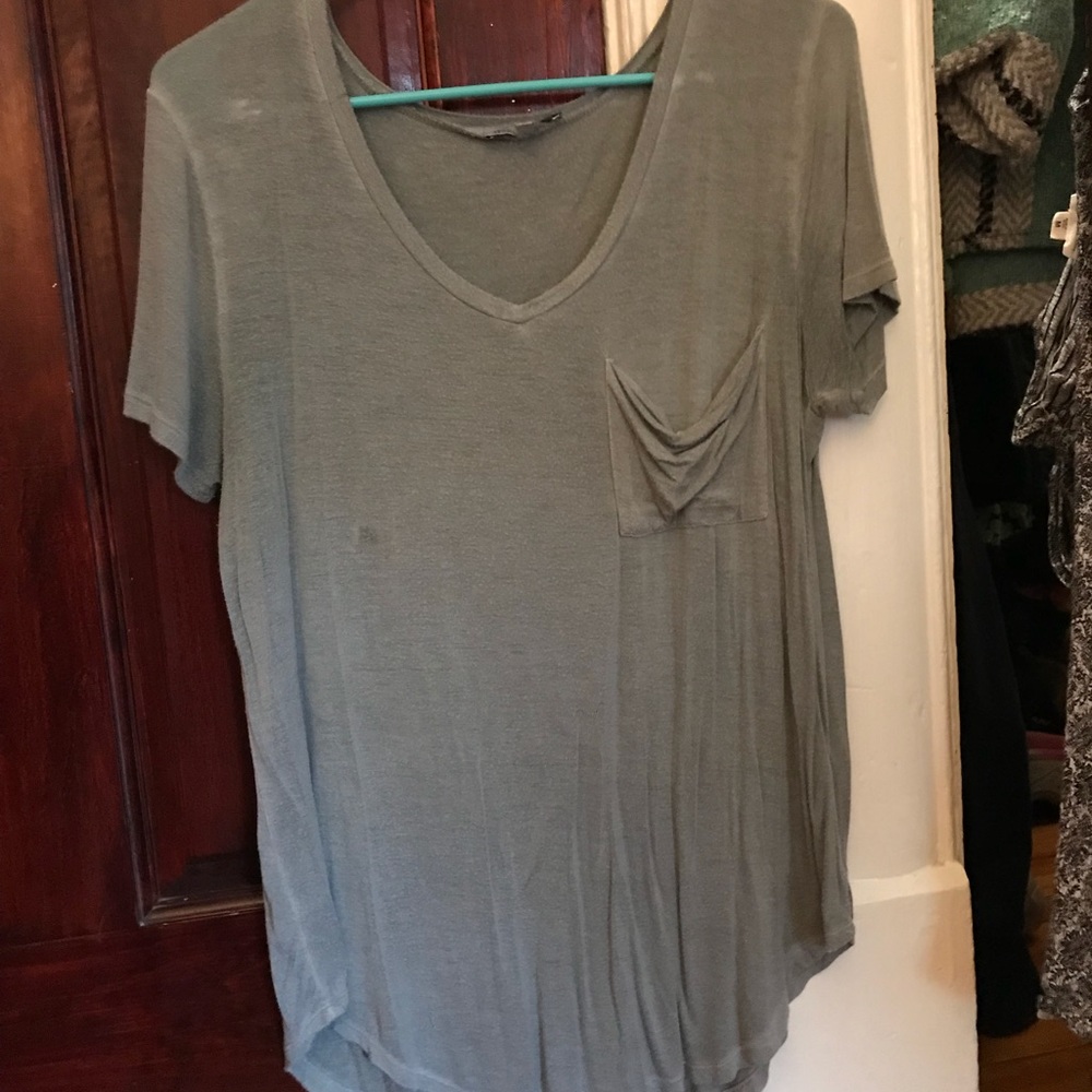 Short sleeve off green top